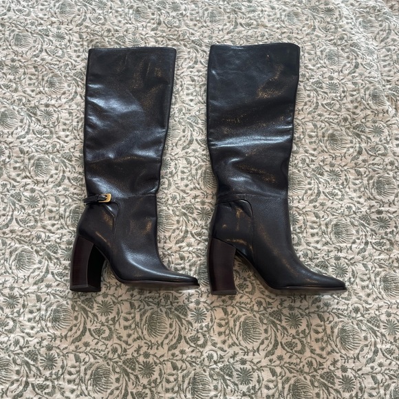 Tory Burch BANANA HEEL BUCKLE BOOT brown leather boots size 6 - Picture 3 of 6